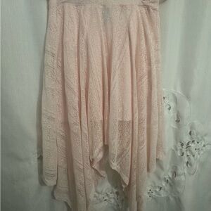 Poof Couture Asymmetrical Pink Lace Skirt, Handkerchief Style Hem